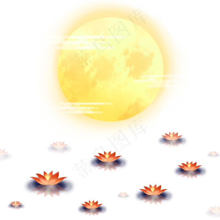 中秋节河灯圆月(2000X2000(DPI:72))psd模版下载
