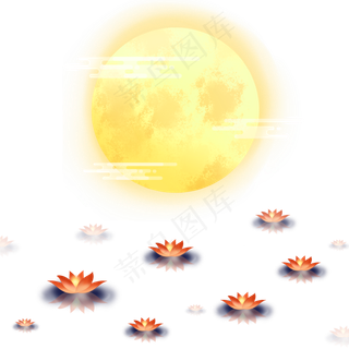 中秋节河灯圆月