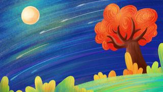 中秋节月圆满月圆月树草坪