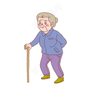 重阳节老太太手绘卡通01