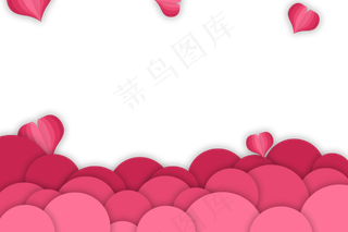 女王节红色心形剪纸边框