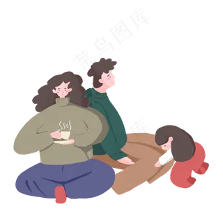 卡通一家人在休息