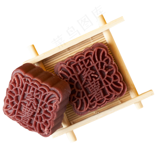 红色的紫薯月饼免抠图