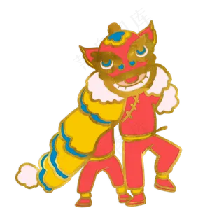 新年舞狮子剪纸