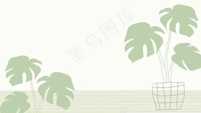 绿色龟背竹植物矢量背景与空白空间eps,ai矢量模版下载