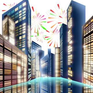 新年春节热闹城市