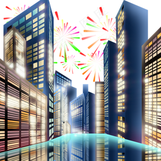 新年春节热闹城市