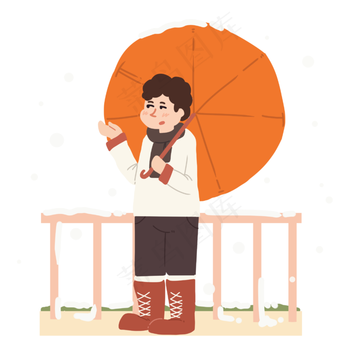 立冬雨伞和人物(3000X3000(DPI:300))psd模版下载