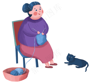 重阳节老人独自与猫在一起