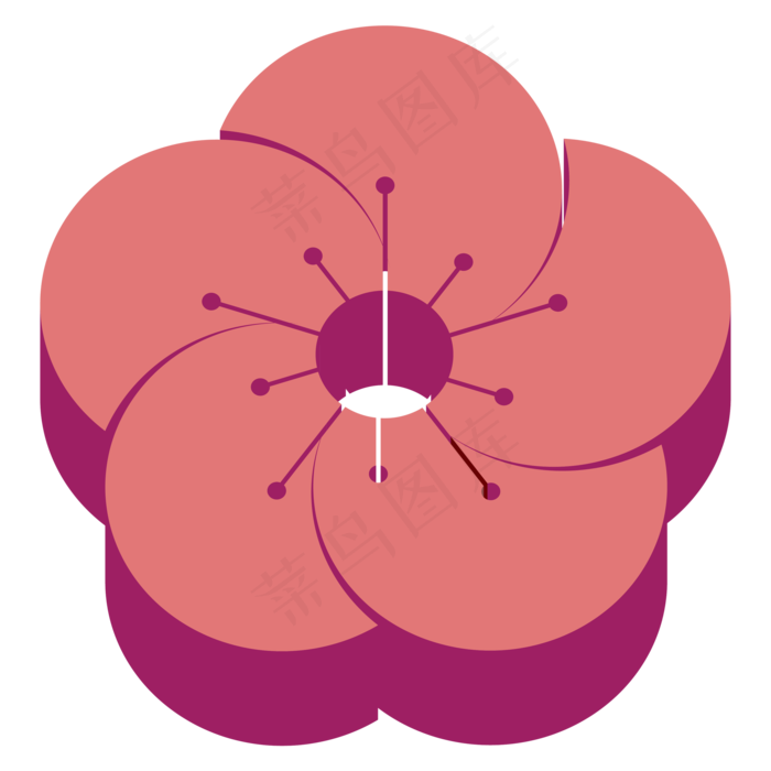 红色卡通梅花造型(2000*2000px 300 dpi )ai矢量模版下载