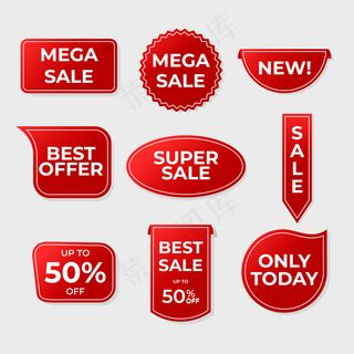 逼真的红色销售标签系列