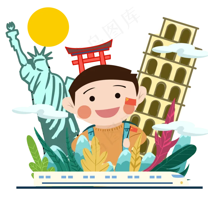 国庆十一小学生高铁动车出游PN(2000X2000(DPI:300))psd模版下载