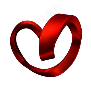 立体红色质感爱心png图