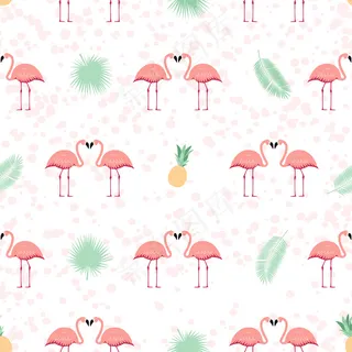 粉红火烈鸟无缝图案背景。插图