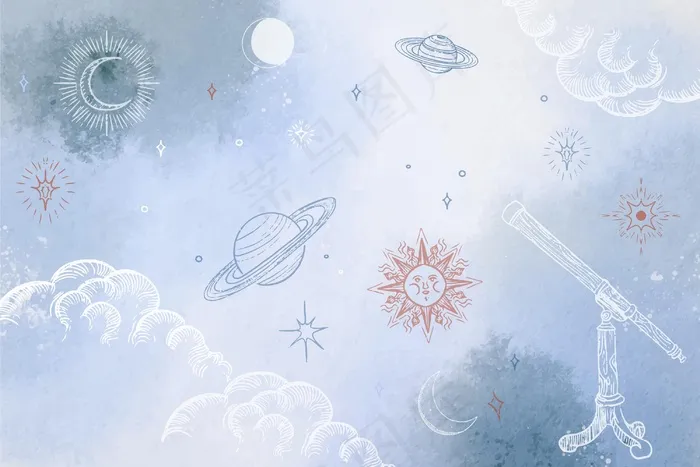 粉彩手绘元素背景eps,ai矢量模版下载