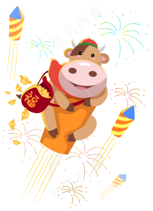 新年牛气冲天扁平风