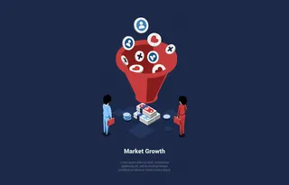 市场增长概念设计等距图