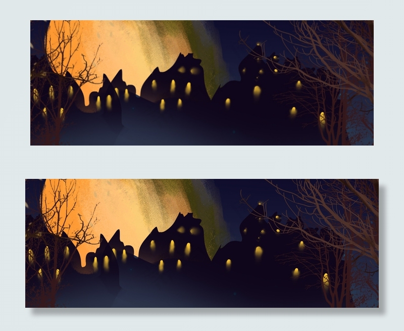 万圣节晚上恐怖可怕鬼火树木枯枝背景图