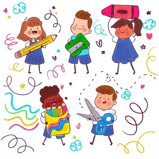 玩学校用品的孩子们 玩学校用品的孩子们