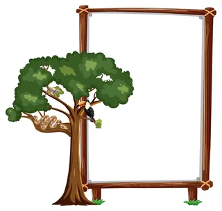 白色背景上带有野生动物和雨林树的空横幅banner