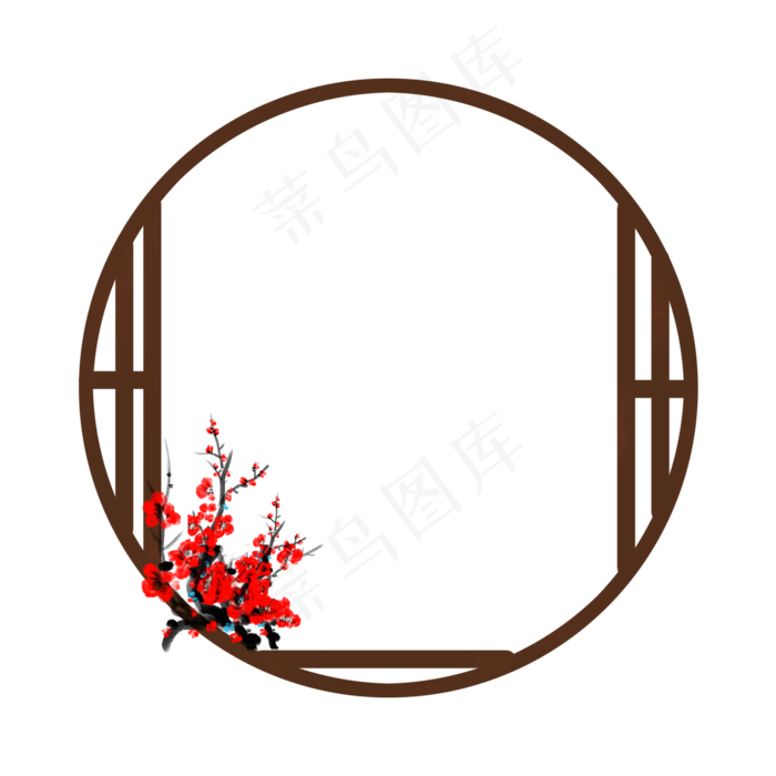 冬天腊梅圆形边框(2000X2000(DPI:300))psd模版下载