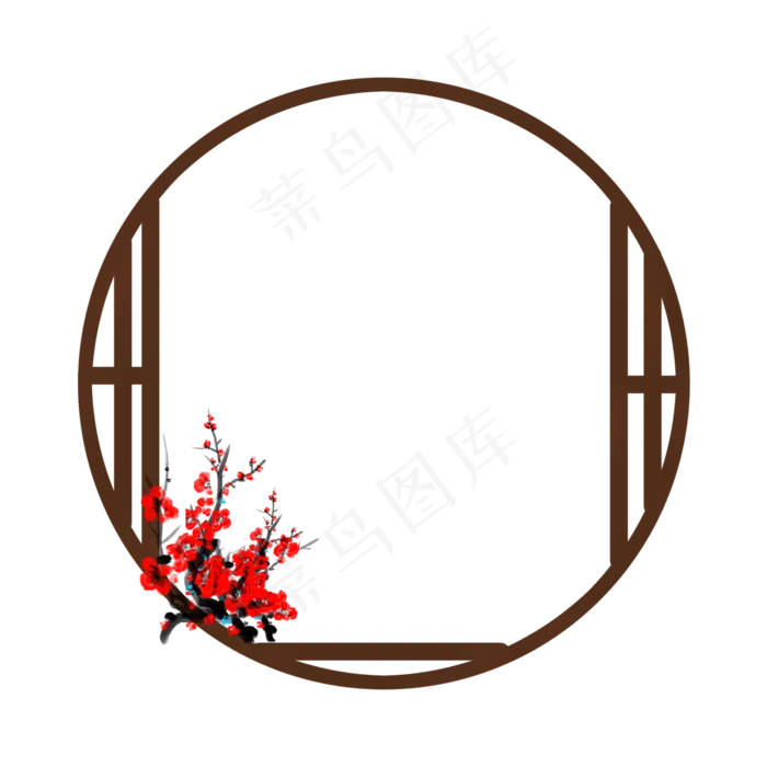 冬天腊梅圆形边框(2000X2000(DPI:300))psd模版下载
