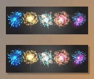 焰火：明亮的爆竹灯光。