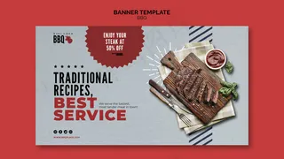 传统食谱烧烤横幅banner模板