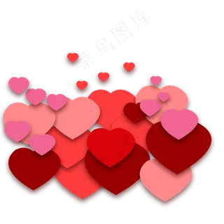 剪纸风格爱心卡通手绘素材免费下