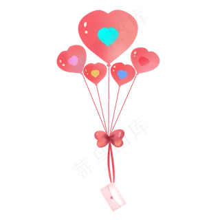 七夕气球信封粉色免抠