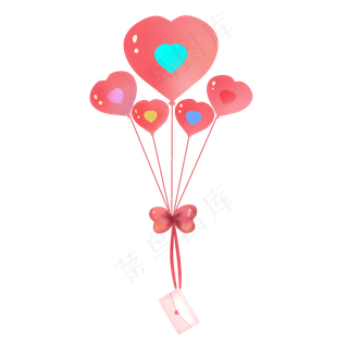 七夕气球信封粉色免抠