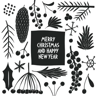 圣诞横幅banner模板。手绘插图。