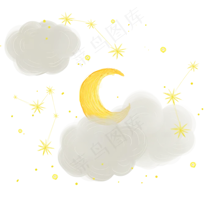 可爱线条星星和月亮(2000X2000(DPI:300))psd模版下载