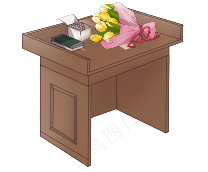 教师节三尺讲台鲜花插画