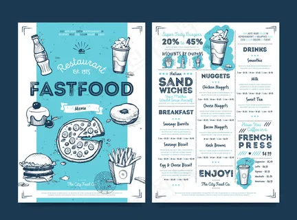 餐厅咖啡厅菜单模板设计，矢量