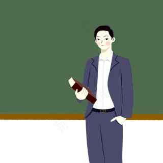 手绘矢量卡通教师节男教师