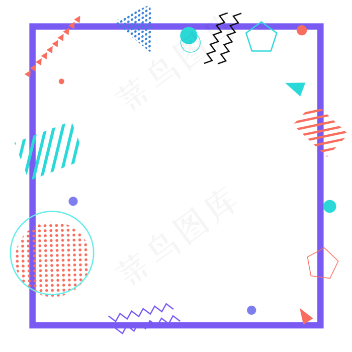 简约几何图案孟菲斯边框(2000*2000px 300 dpi )ai矢量模版下载