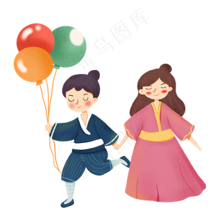 可爱七夕节牛郎织女