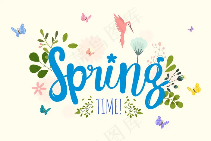 带字母的春季背景eps,ai矢量模版下载