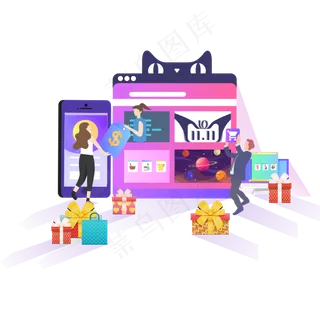 矢量淘宝天猫双十一电商购物狂欢