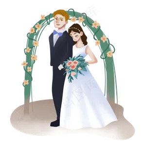 中外婚礼新郎新娘结婚七夕情人