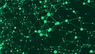 矢量抽象彩色大数据点图可视化。未来派背景设计。