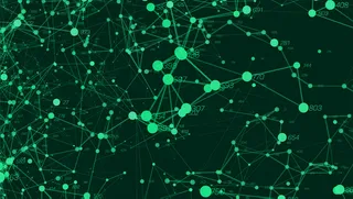 矢量抽象彩色大数据点图可视化。未来派背景设计。