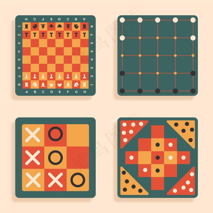 图文并茂的棋盘游戏eps,ai矢量模版下载