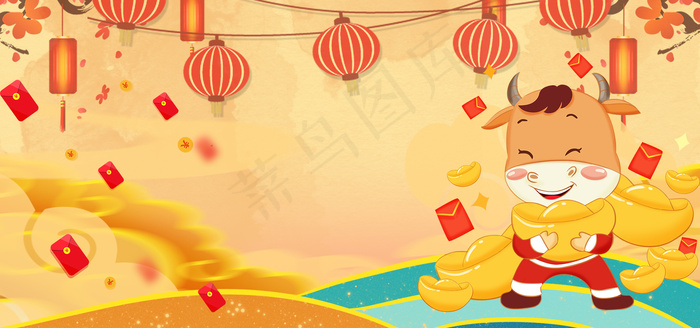 中国风牛年春节新春背景