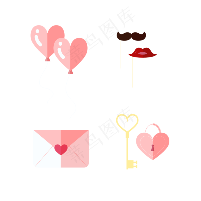粉色扁平化爱心装饰
