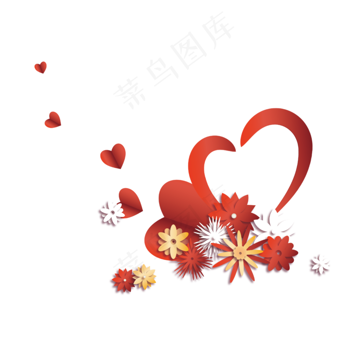 七夕折纸花朵与爱心