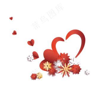 七夕折纸花朵与爱心