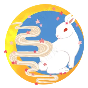 白色中秋玉兔