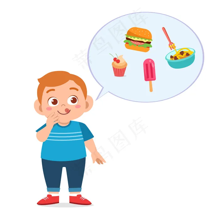 可爱的胖男孩吃垃圾食品